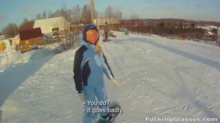 Hot Snowboarder Babe Screwed In Les Face