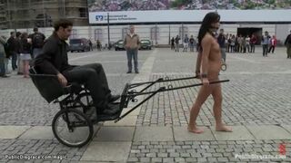 Romanian whore pulling chariot in public