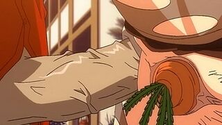 ANAL creampie with carrot in the muff - Hentai Ahegao