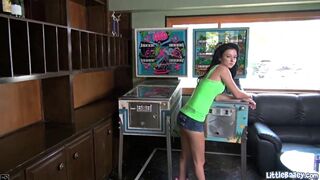 Little Bailey Masturbate in Arcade using Dildo