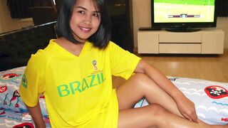World Cup jersey Thai teen amateur homemade blowjob & cowgirl fucking