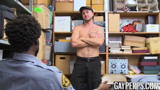 Tatted hunk riding officers fat ebony shaft