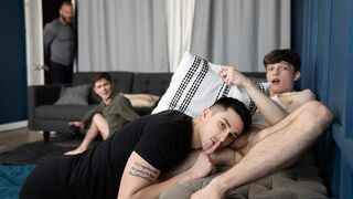 After lights out, the twinks try to be quiet as they fuck