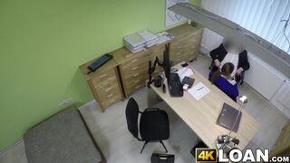 Brunette with giant boobs muff banged by a fake agent