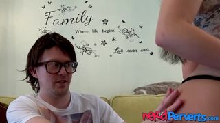 Naughty Pixxie Little gives a sexy blowjob to nerdy friend