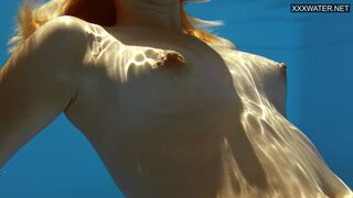 Tiny tits blonde sexy girl Sofie Otis swimming naked