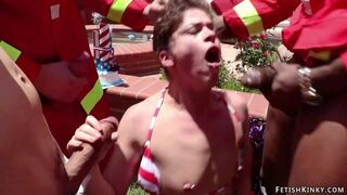 Firefighters Double penetration banging American hoe