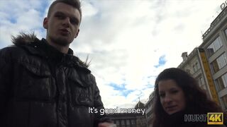 Cameraman fucks comely brunette next to her grumpy cuckold