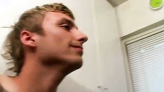Nerdy Owen Ferral jerked his rod & shoots his creamy load in the sink