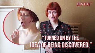 Ersties - Charming Ginger Enne Puts a Finger Inside Her Snatch While Masturbating