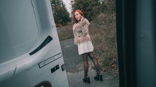 Sexy ginger cheats on BF, gets deepthroat blowjob & intense pounding in van confession!