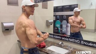 Pretty sexy hunk boy Jhon Bianco shows off muscles